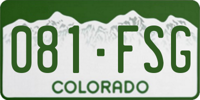 CO license plate 081FSG