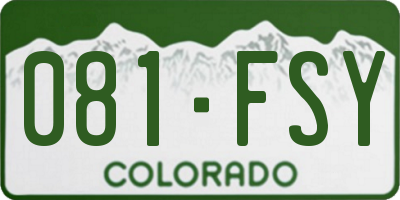CO license plate 081FSY