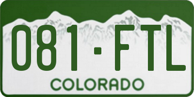 CO license plate 081FTL