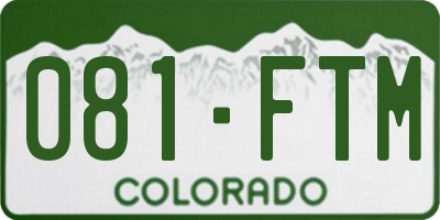CO license plate 081FTM