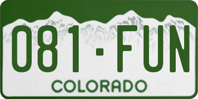 CO license plate 081FUN