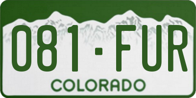CO license plate 081FUR
