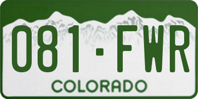 CO license plate 081FWR