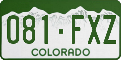 CO license plate 081FXZ