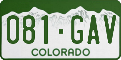 CO license plate 081GAV