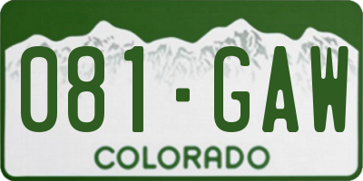 CO license plate 081GAW