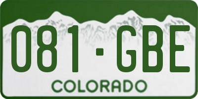CO license plate 081GBE