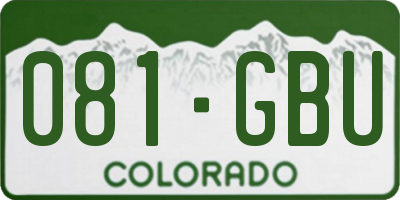 CO license plate 081GBU