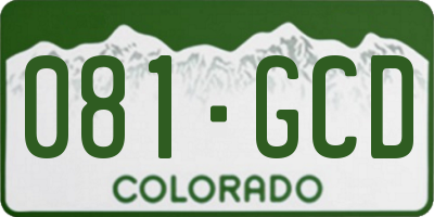 CO license plate 081GCD