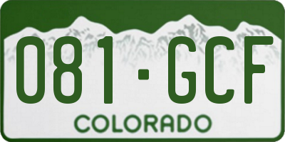 CO license plate 081GCF