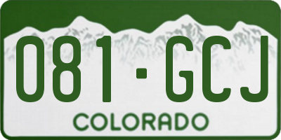 CO license plate 081GCJ