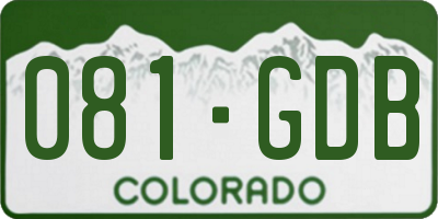 CO license plate 081GDB