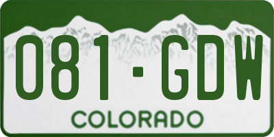 CO license plate 081GDW