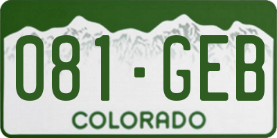 CO license plate 081GEB