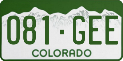 CO license plate 081GEE