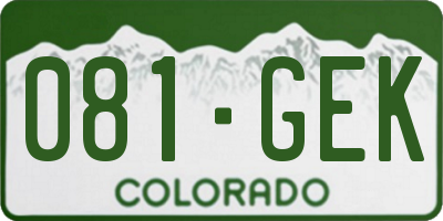 CO license plate 081GEK