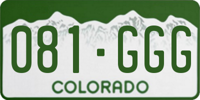CO license plate 081GGG