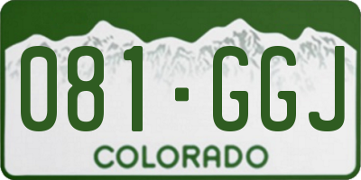 CO license plate 081GGJ