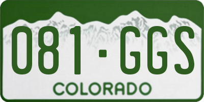CO license plate 081GGS