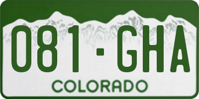 CO license plate 081GHA