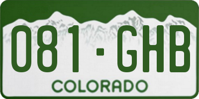 CO license plate 081GHB