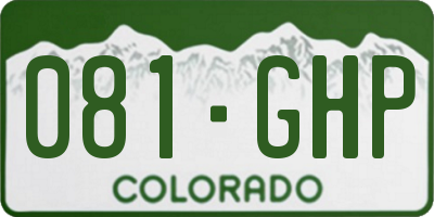 CO license plate 081GHP