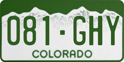 CO license plate 081GHY