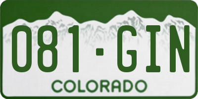 CO license plate 081GIN