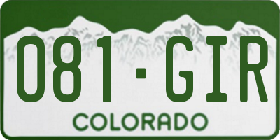 CO license plate 081GIR