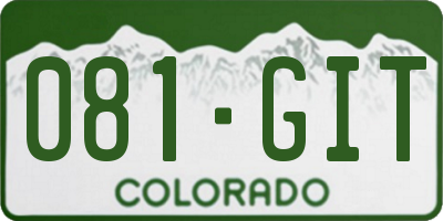 CO license plate 081GIT