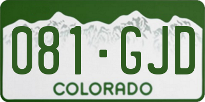 CO license plate 081GJD