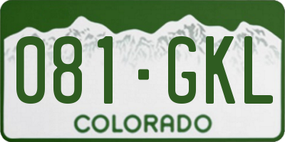 CO license plate 081GKL