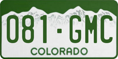 CO license plate 081GMC