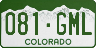 CO license plate 081GML