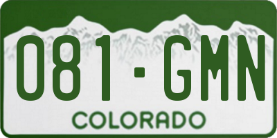 CO license plate 081GMN