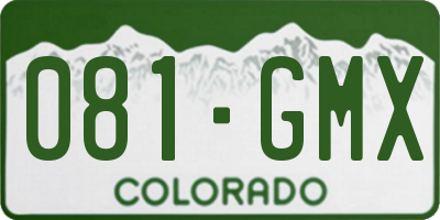 CO license plate 081GMX