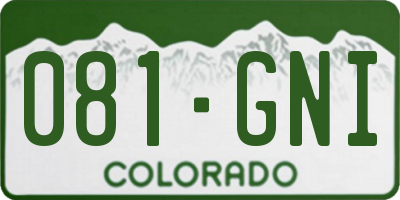 CO license plate 081GNI