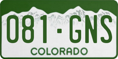 CO license plate 081GNS