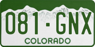 CO license plate 081GNX