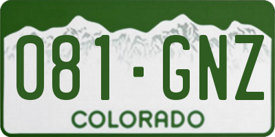 CO license plate 081GNZ