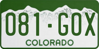 CO license plate 081GOX