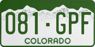 CO license plate 081GPF
