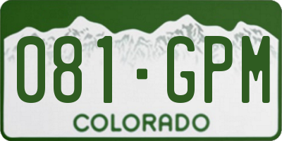 CO license plate 081GPM