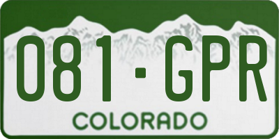 CO license plate 081GPR