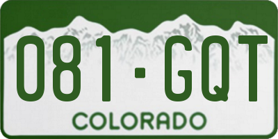 CO license plate 081GQT