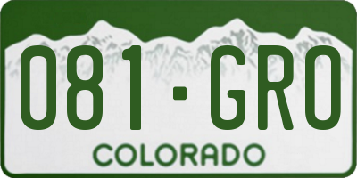 CO license plate 081GRO
