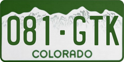 CO license plate 081GTK