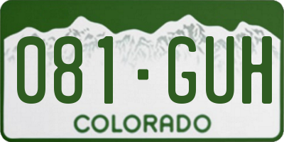 CO license plate 081GUH