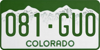CO license plate 081GUO