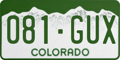 CO license plate 081GUX